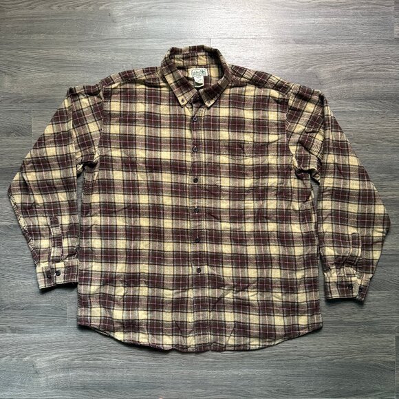 L.L. Bean Men’s Scotch Plaid Flannel Shirt - Brown/Burgundy - Picture 1 of 5